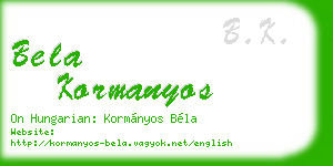 bela kormanyos business card