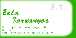 bela kormanyos business card